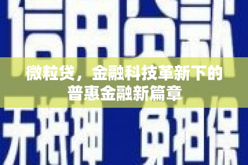 龙崎微粒贷，金融科技革新下的普惠金融新篇章