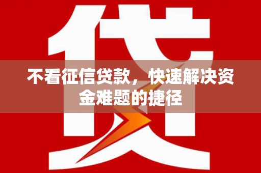 龙崎不看征信贷款，快速解决资金难题的捷径
