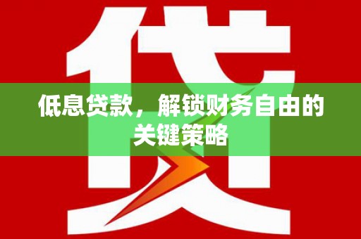龙崎低息贷款，解锁财务自由的关键策略