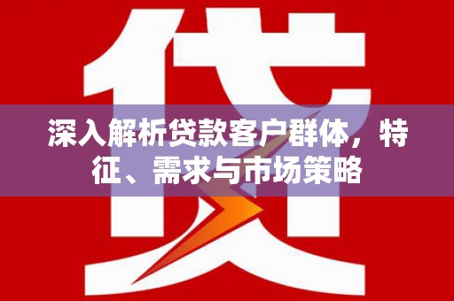 龙崎深入解析贷款客户群体，特征、需求与市场策略