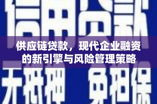 龙崎供应链贷款，现代企业融资的新引擎与风险管理策略