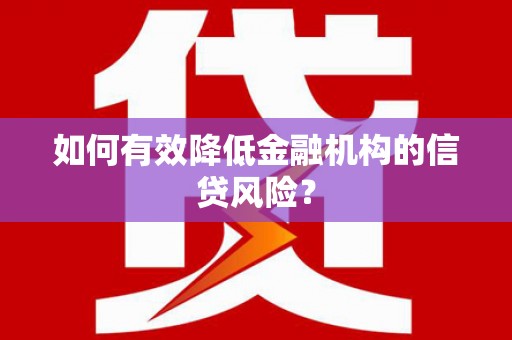 龙崎如何有效降低金融机构的信贷风险？
