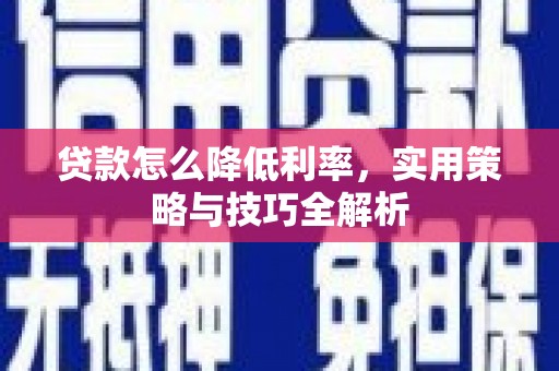 龙崎贷款怎么降低利率，实用策略与技巧全解析