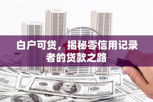 龙崎白户可贷，揭秘零信用记录者的贷款之路